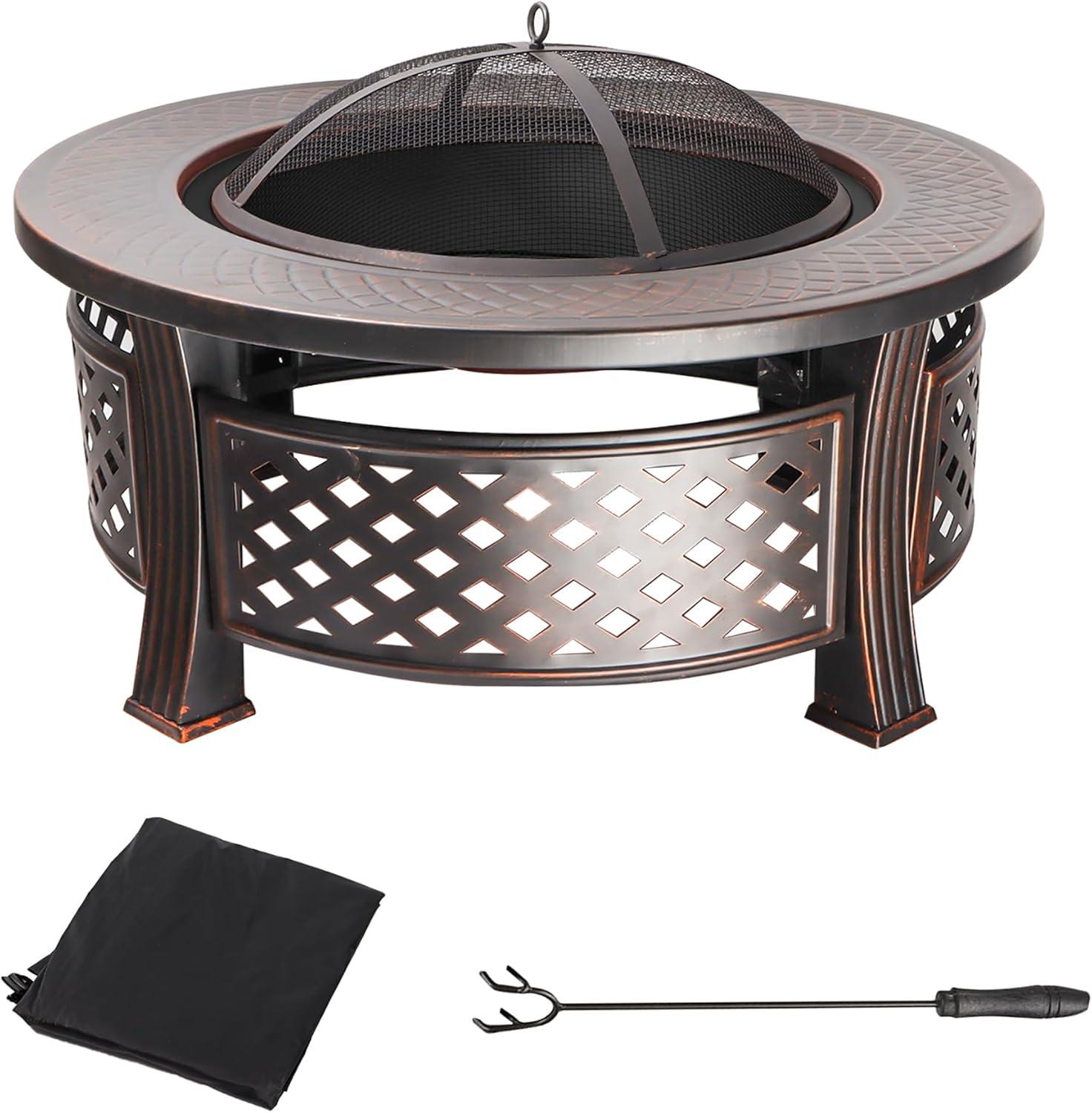 Classy Home 32'' Round Steel Fire Pit Accessory