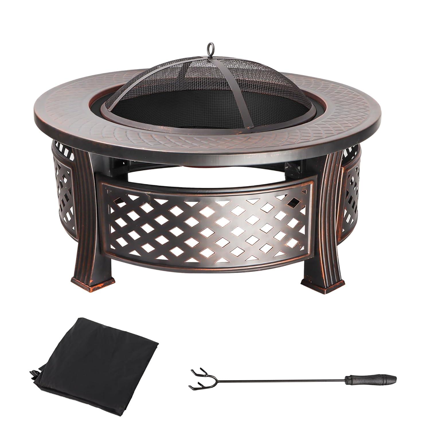 Classy Home 32'' Round Steel Fire Pit Accessory