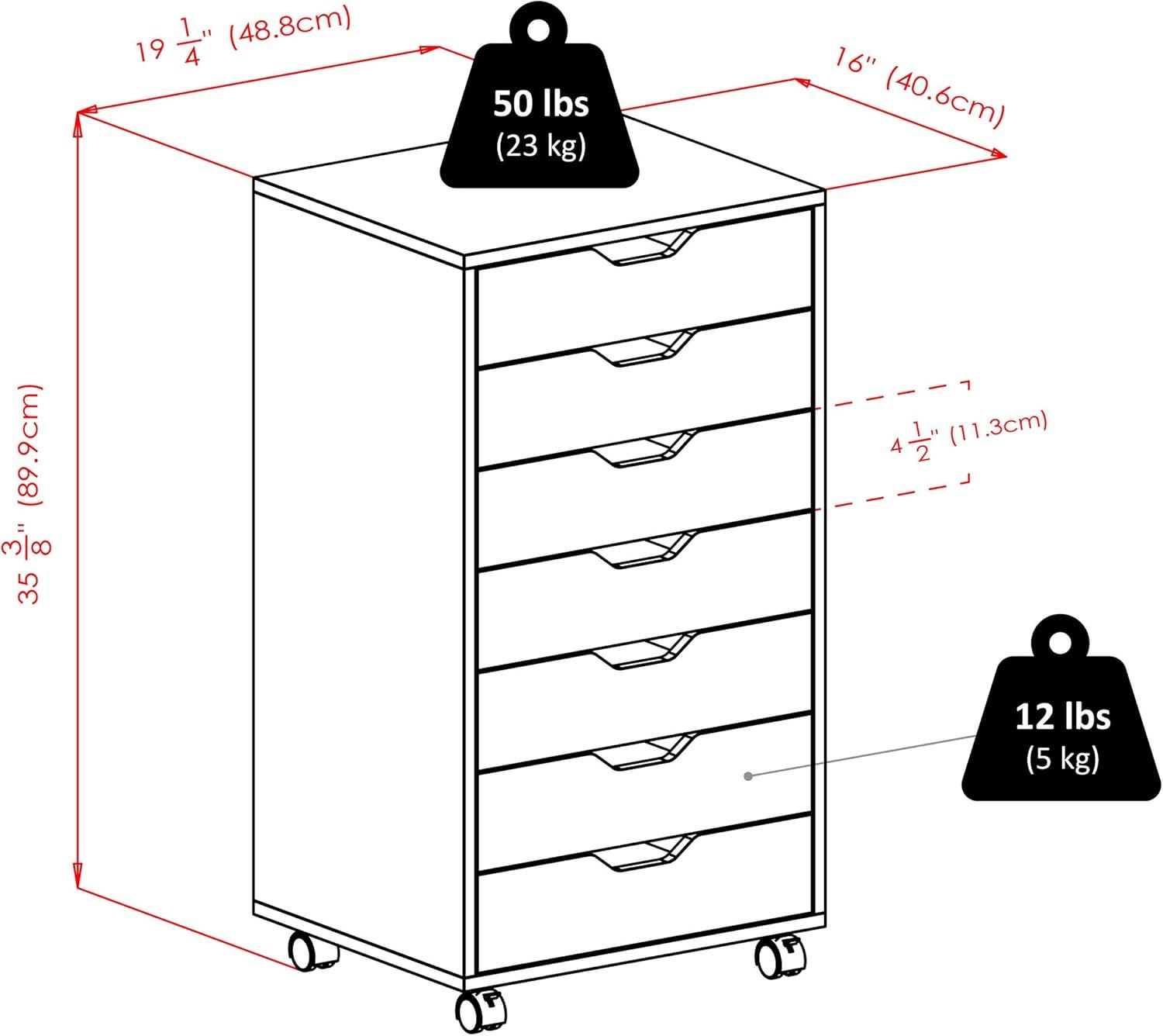 Halifax 7 Drawer Cabinet with Casters White - Winsome