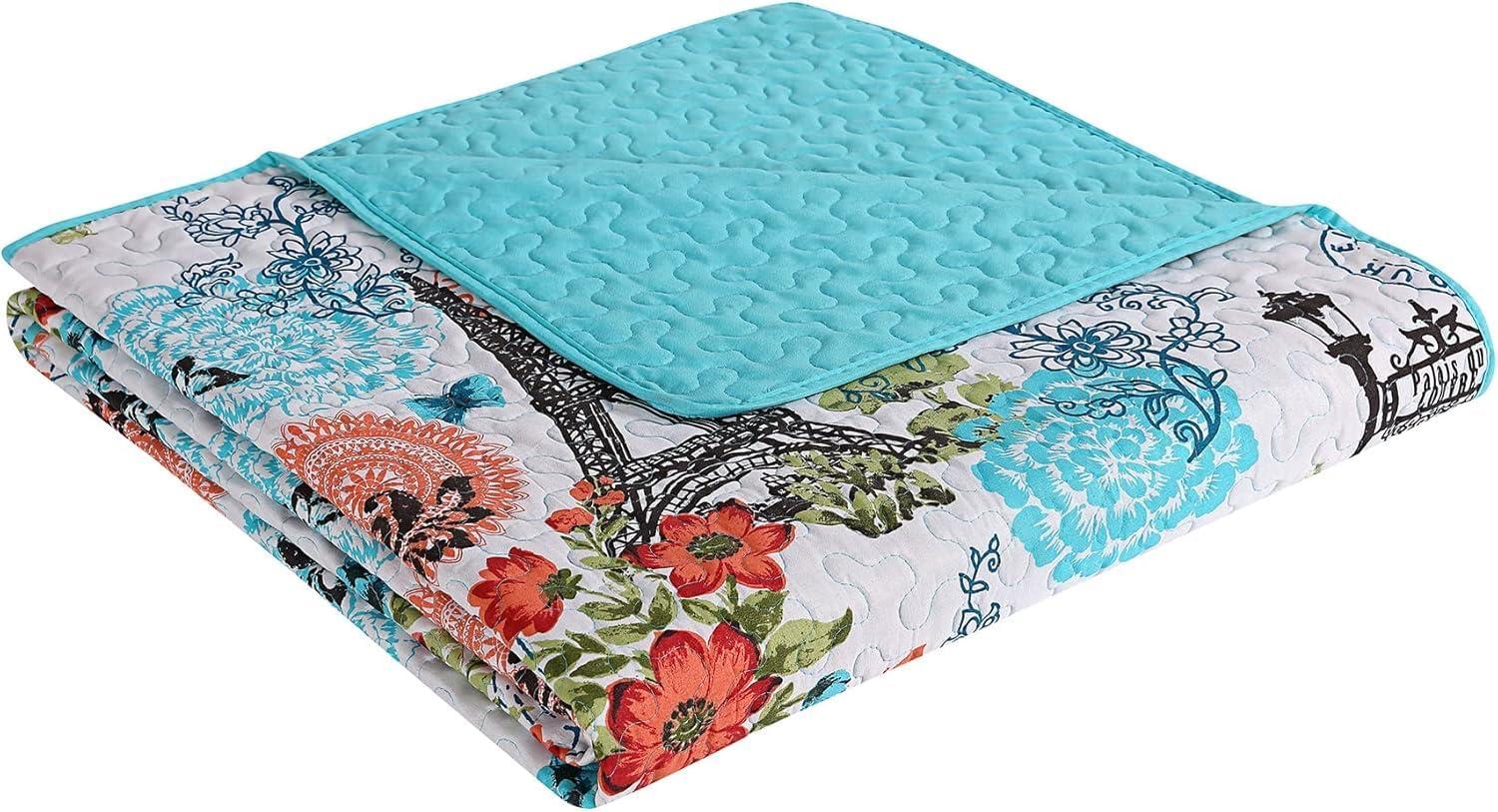 Eiffel Traditional Microfiber / Polyester Standard Floral Quilt Set