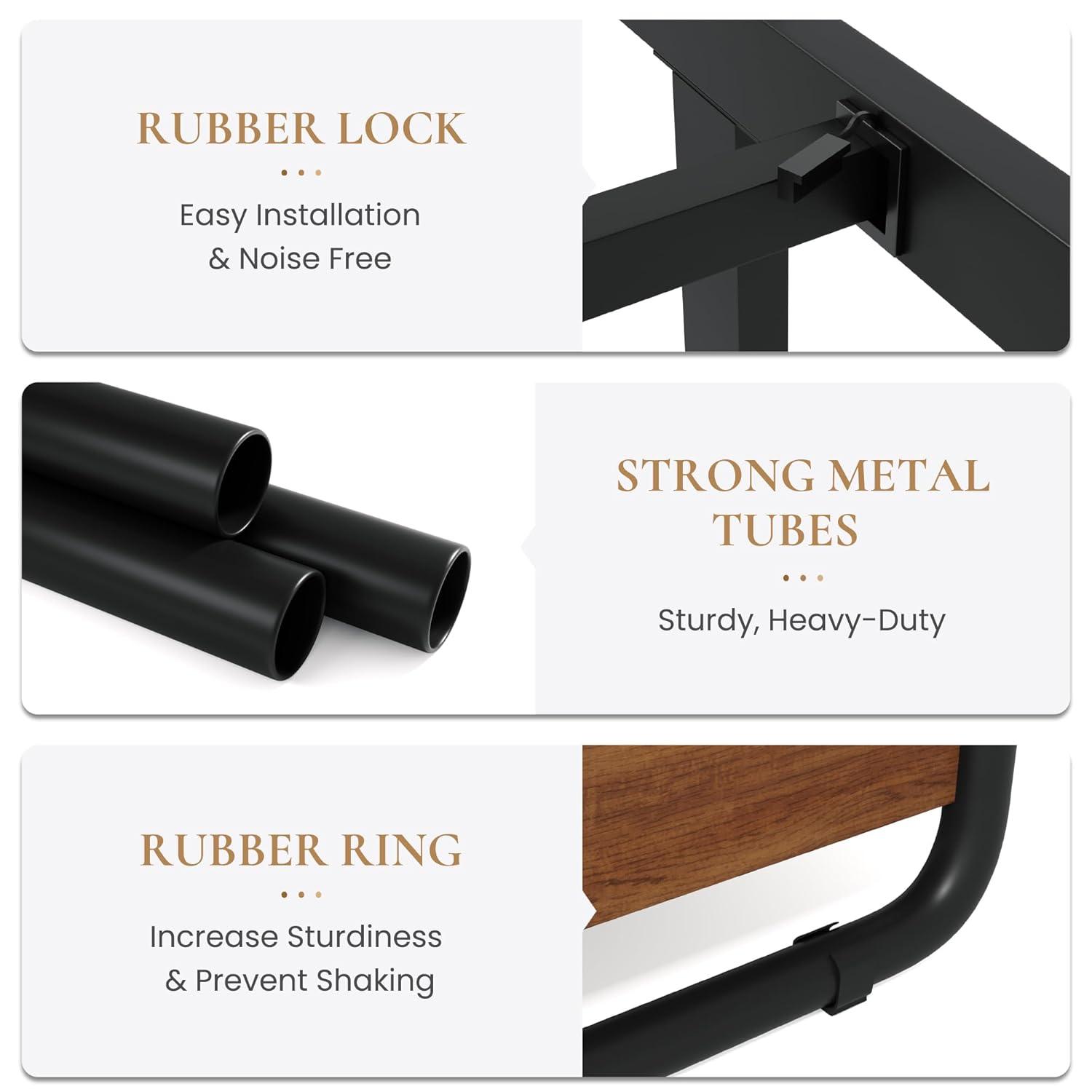 Merrland King Bed Frame with Headboard and Footboard,Heavy Duty Metal Platform Bed,No Box Spring Required,Brown