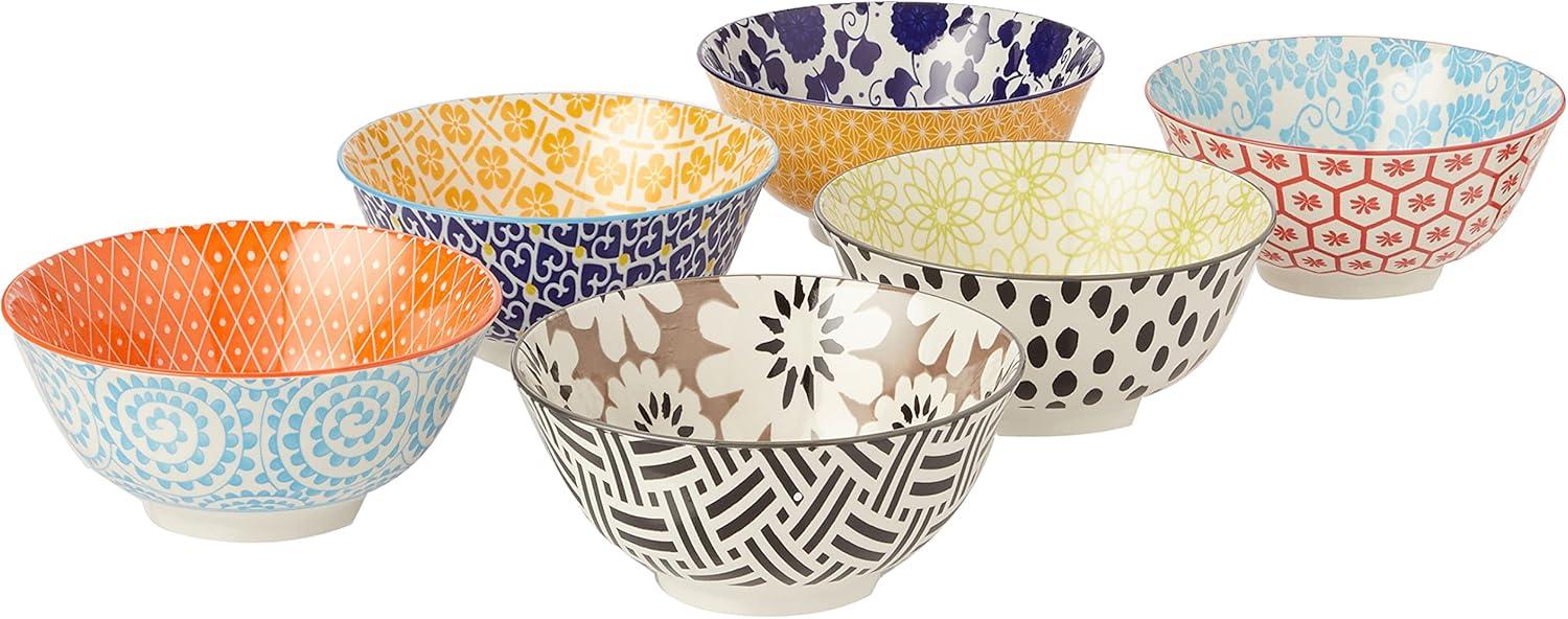 Chelsea Multicolor Ceramic 6.25" Bowls, Set of 6