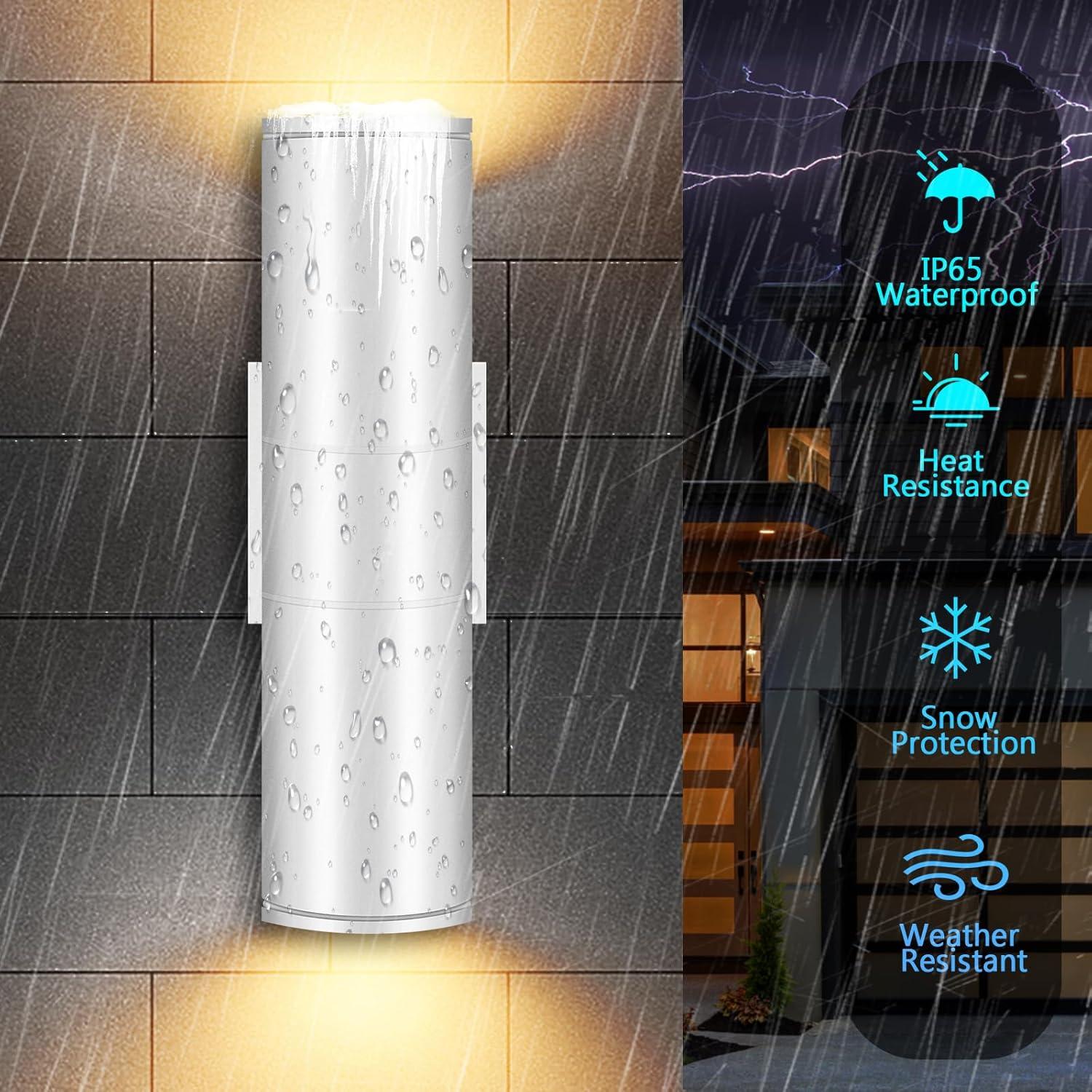 Outdoor Wall Light Fixtures: Cylinder Outdoor Wall Sconce Light - Aluminum Modern Exterior Wall Llights for Porch