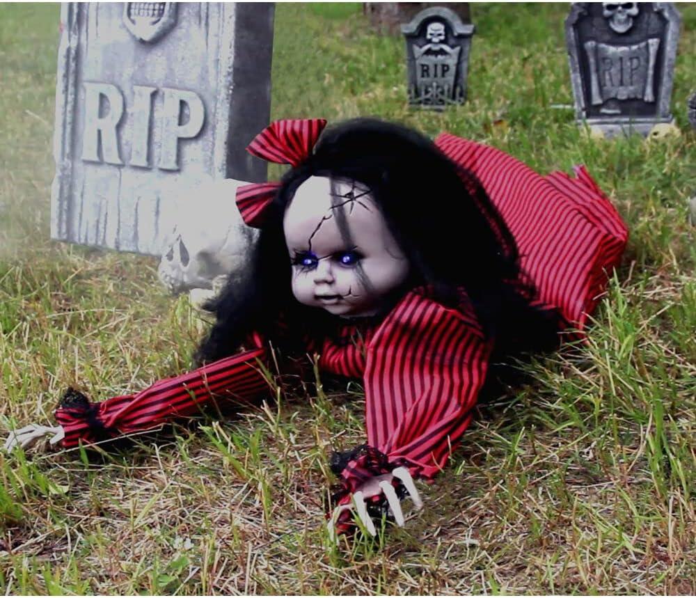 Haunted Hill Farm 44 In. Animatronic Doll with Light-up Blue Eyes, Multicolor