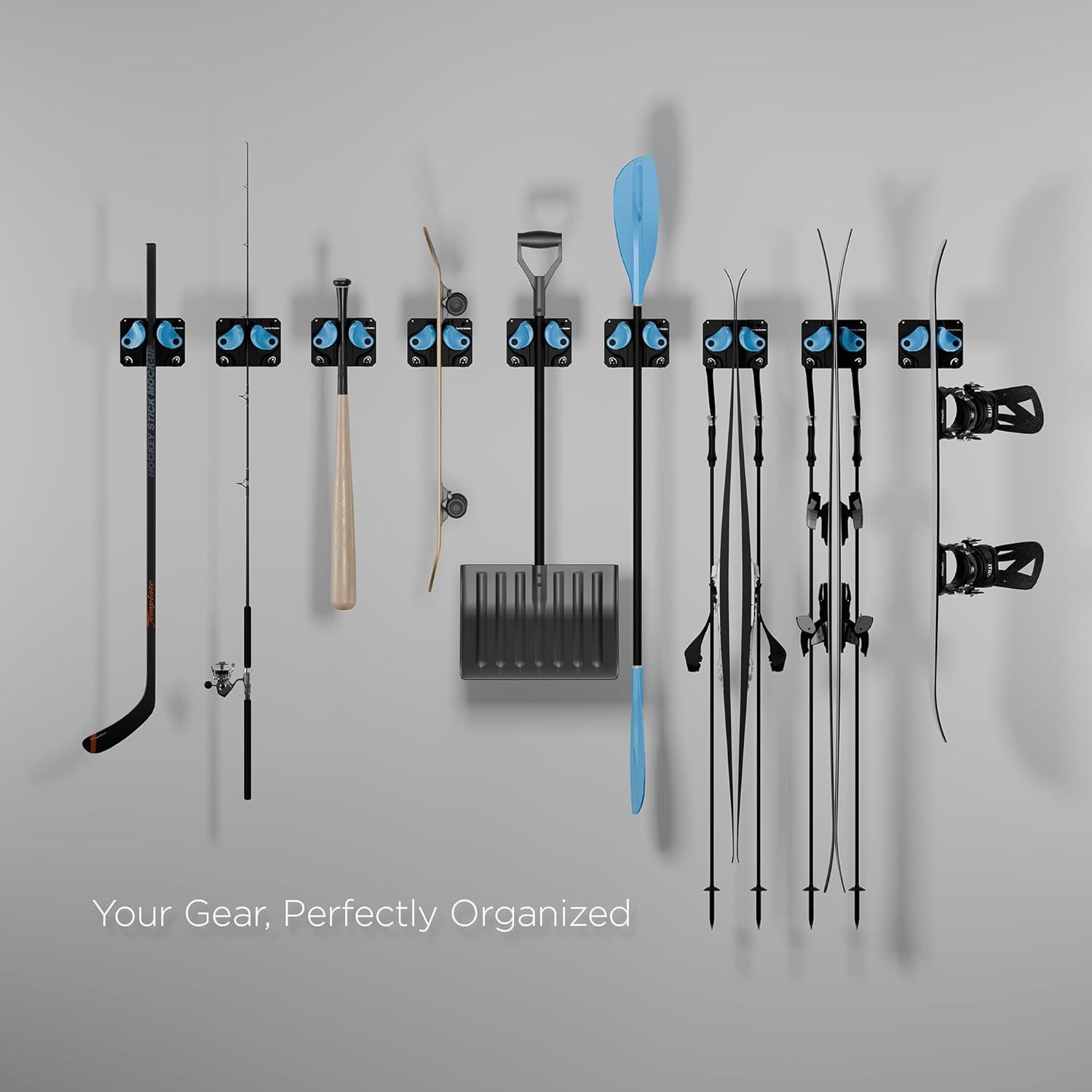 Gravity Grabber Black and Cyan Wall-Mounted Ski and Snowboard Rack 6-Pack