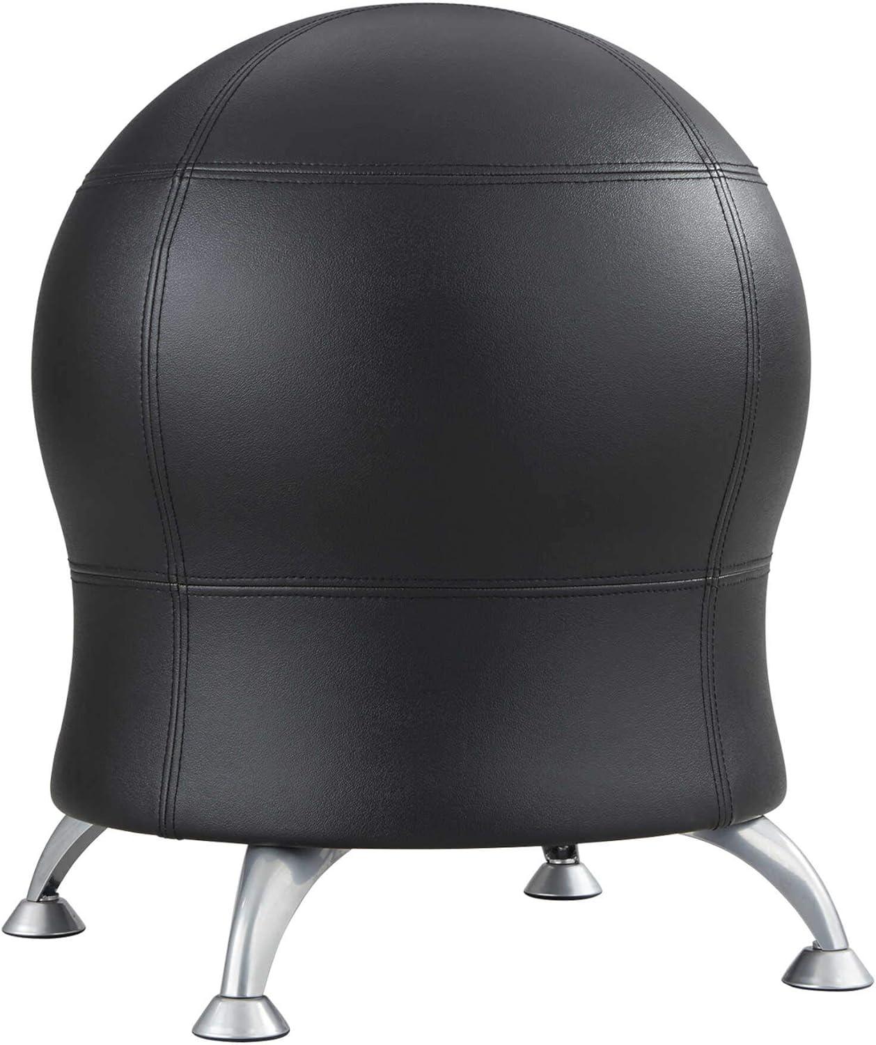 Zenergy Black Powder-Coated Steel Ball Chair with Anti-Burst Exercise Ball