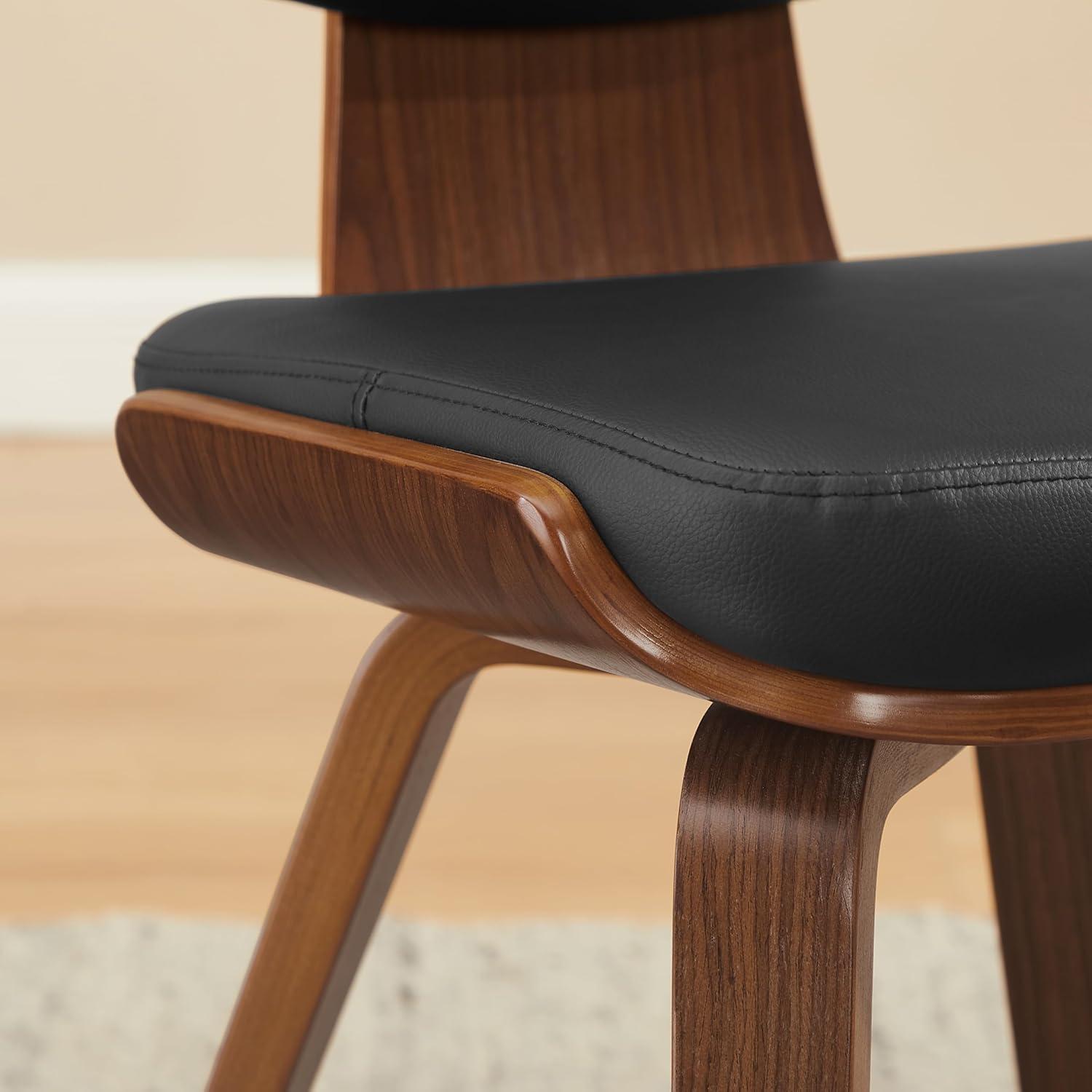 Art Leon Dining Chairs - Mid Century Modern Dining Room Chairs, Faux Leather Upholstered Armless Side Chair with Wood Legs for Kitchen, Set of 2, Walnut Bentwood/Black