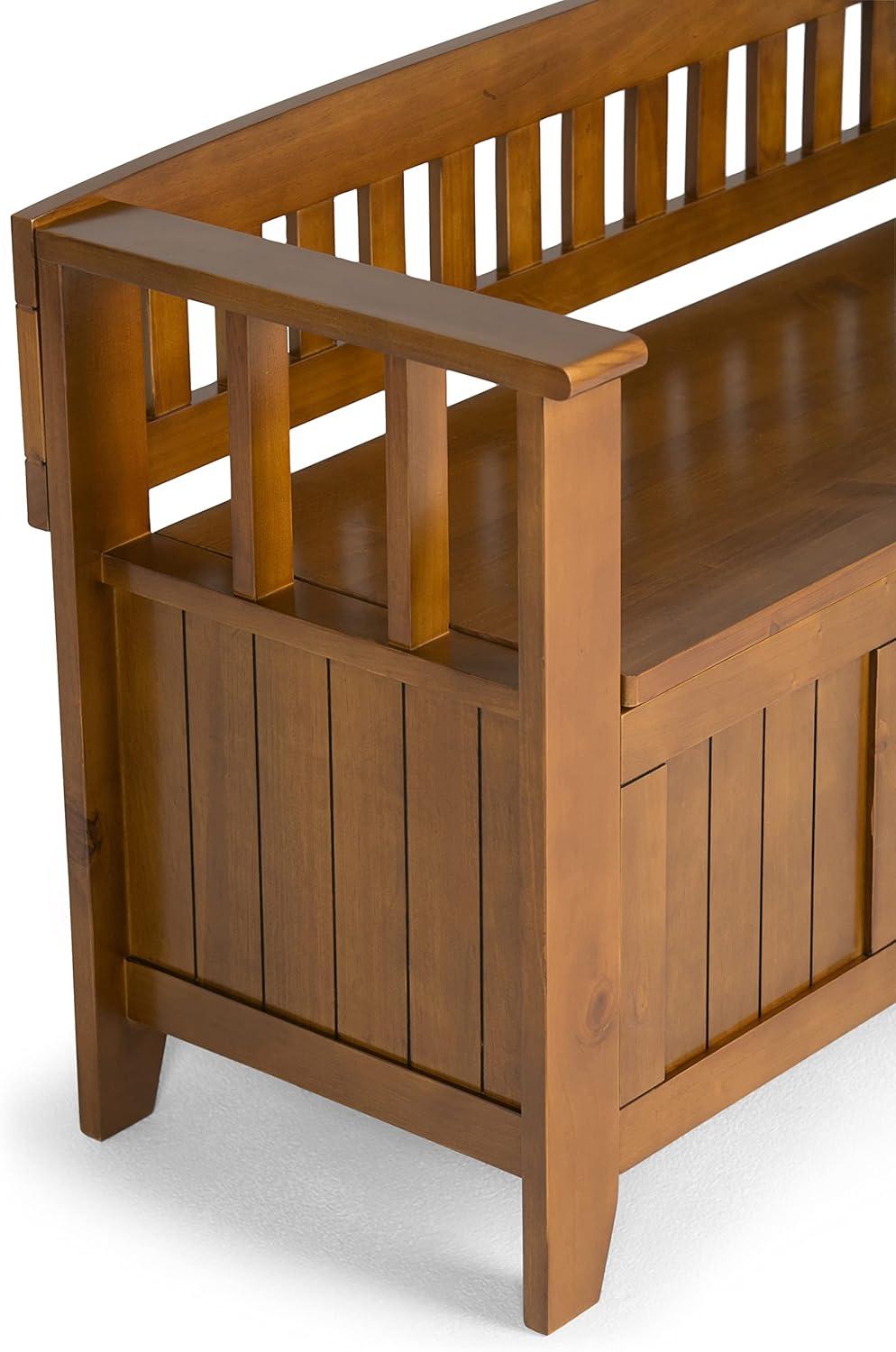 Acadian Light Avalon Brown Solid Wood Transitional Storage Bench
