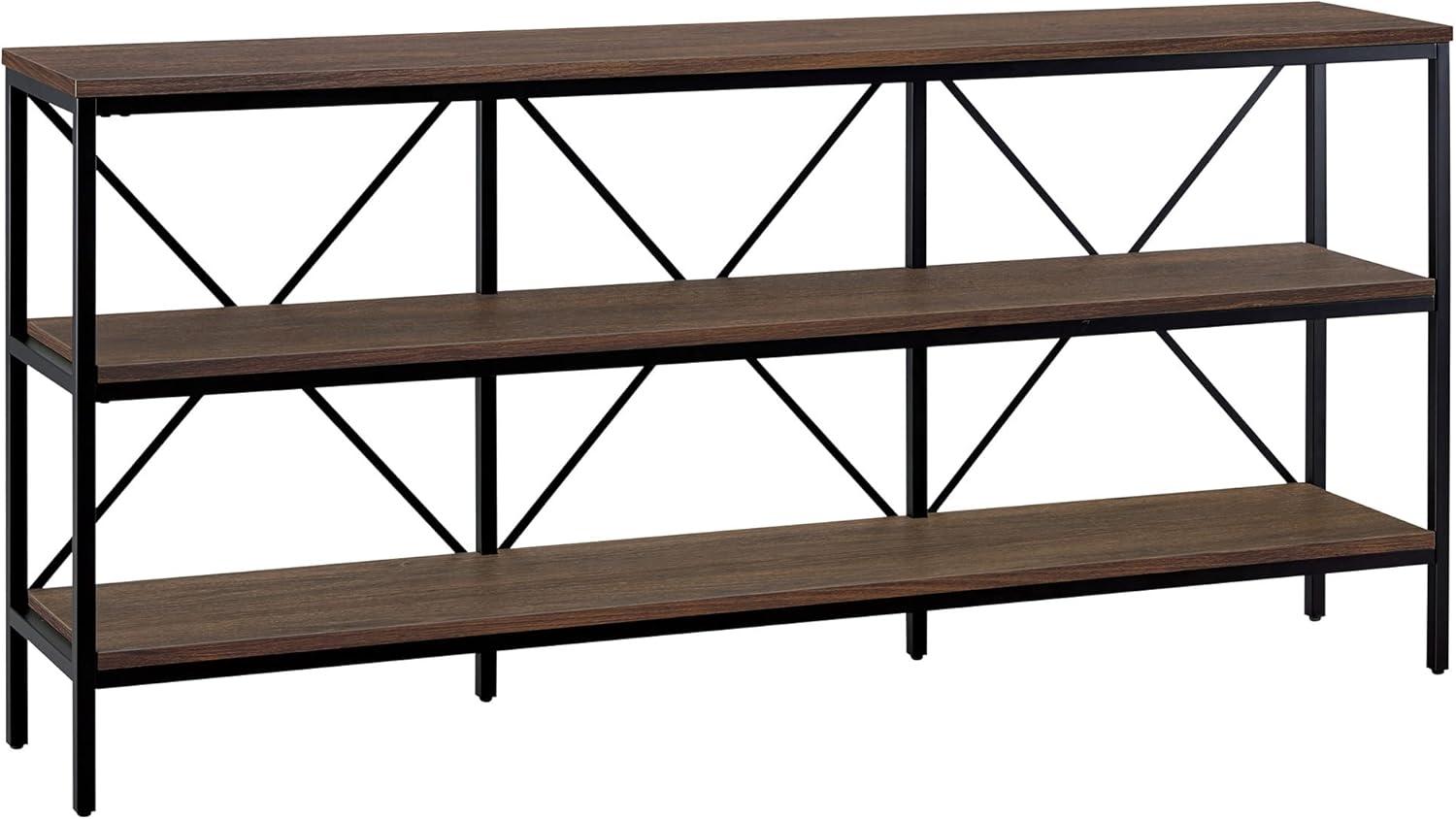 Kira 64" Alder Brown and Blackened Bronze Console Table with Storage