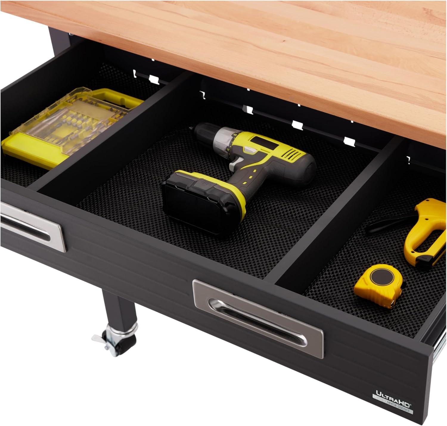 48" W Wood Top Workbench with Wheels