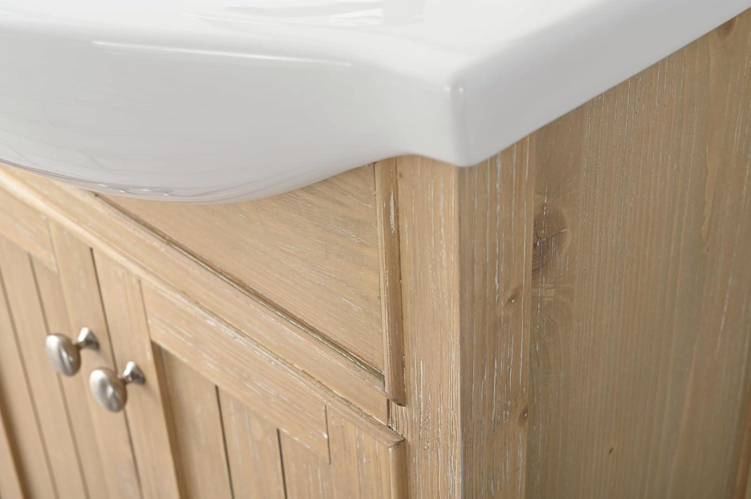 Design Element Marian 24" Single Sink Bath Vanity in Oak with Porcelain Top