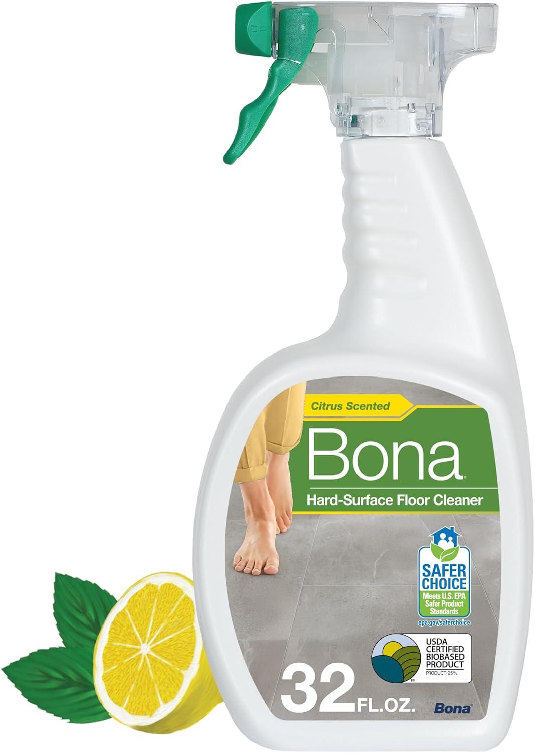 Bona Lemon Mint Cleaning Products Multi-Surface Cleaner Spray + Mop All Purpose Floor Cleaner - 32oz