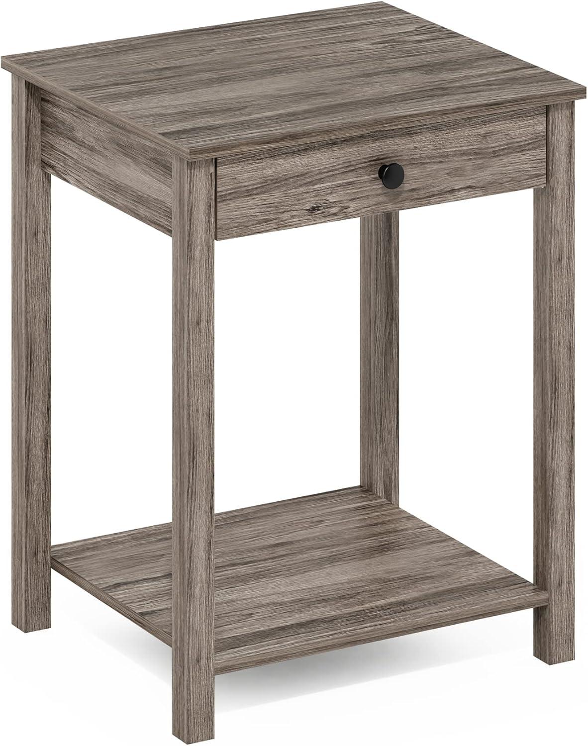 Furinno Classic Side Table with Drawer, Rustic Oak