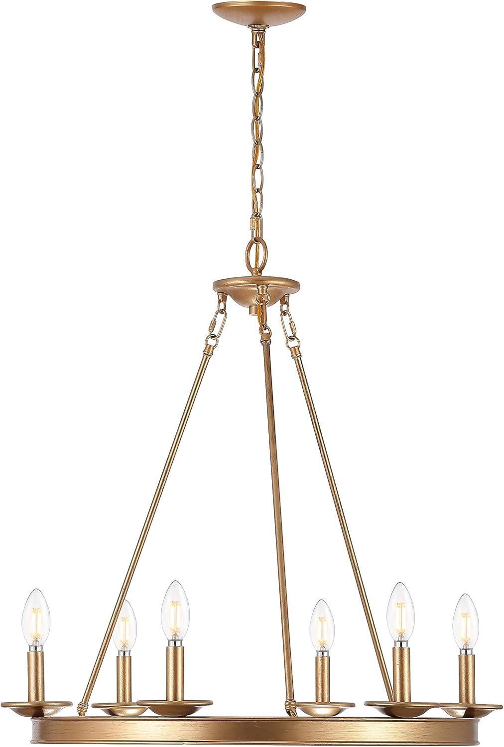 SAFAVIEH Joris 6 Light Industrial Adjustable Chandelier, Gold Painted