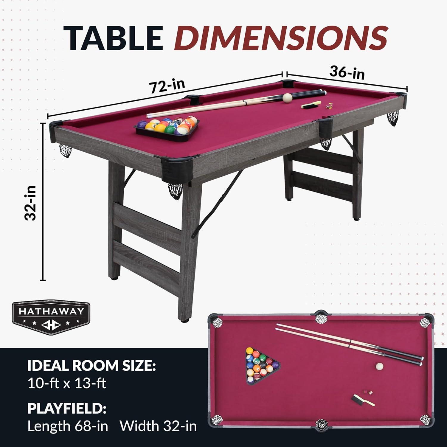 Pendleton 6-Foot Driftwood Portable Pool Table with Burgundy Felt