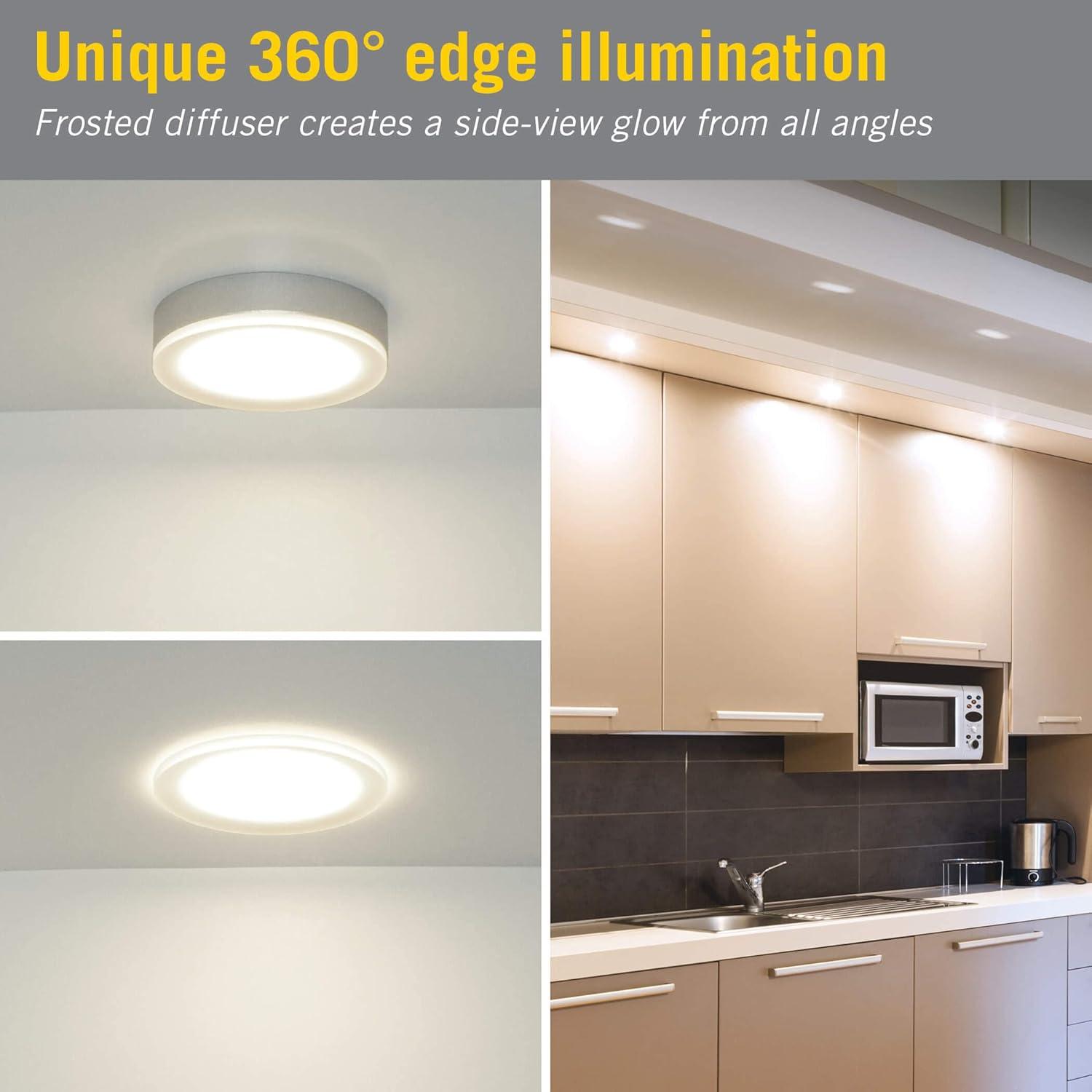 EdgeVue Under Cabinet LED Puck Light, 2700K Undercabinet Puck Light