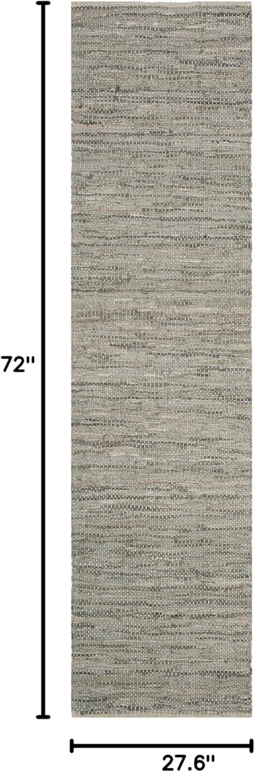 Vintage Leather VTL105 Hand Woven Indoor Runner Rug - Grey - 2'3"x6' - Safavieh.