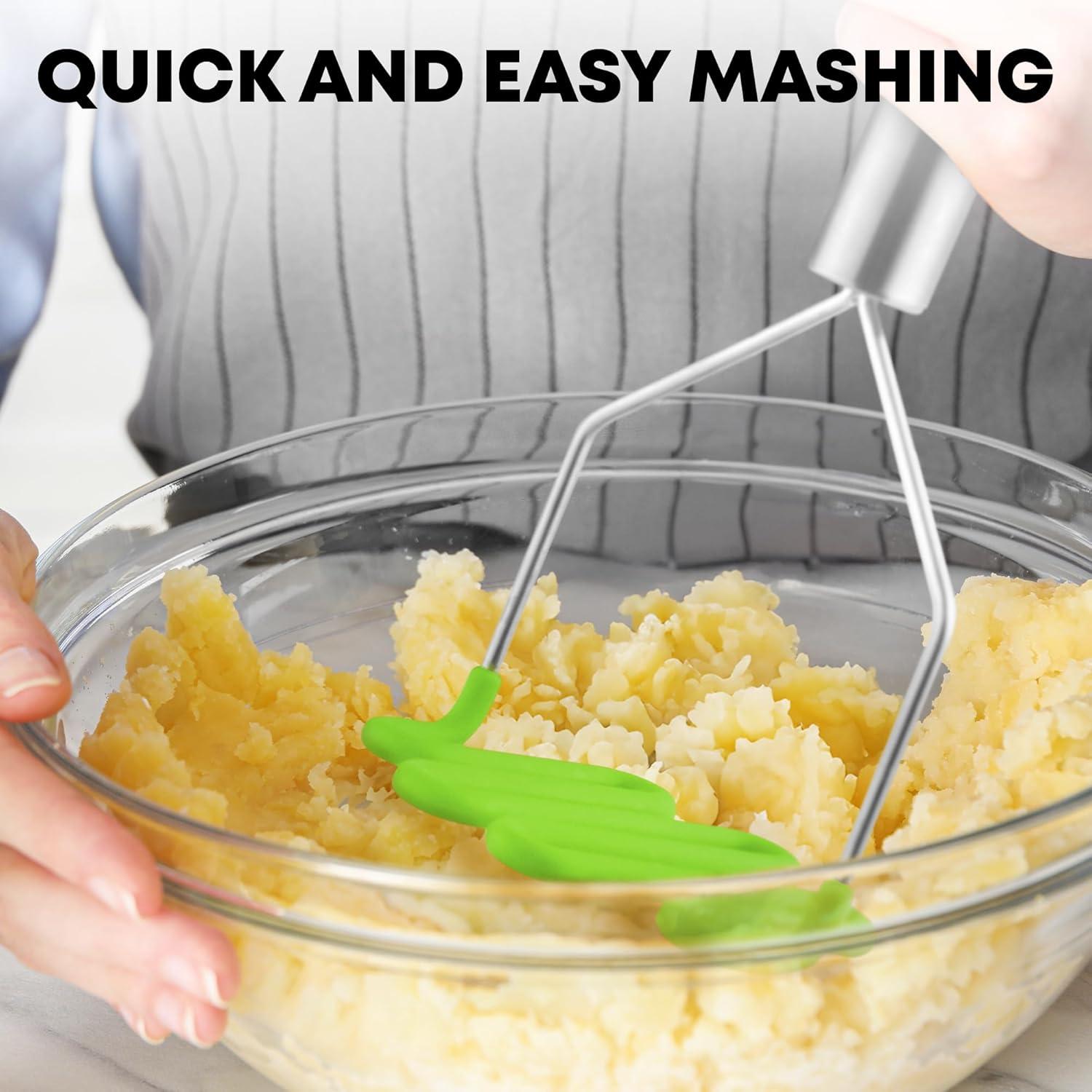 Light Green Silicone and Stainless Steel Potato Masher