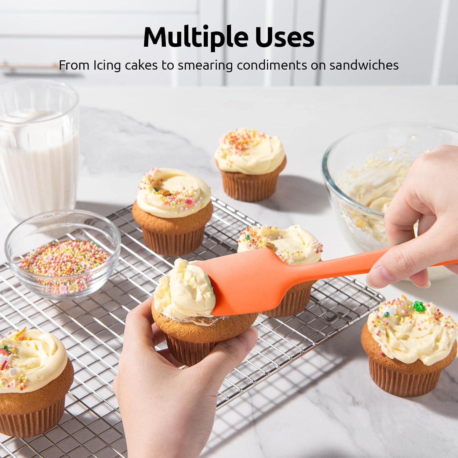 U-Taste 600ºF Heat-Resistant Silicone Spoon Spatula Set Flexible Scraper for Baking Cooking Mixing