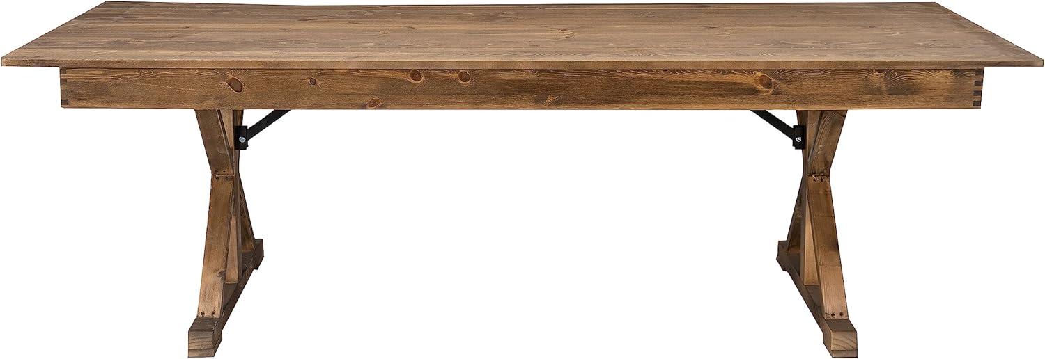 Flash Furniture Eternity Rectangular Solid Pine Farm Dining Table with Folding X-Style Legs