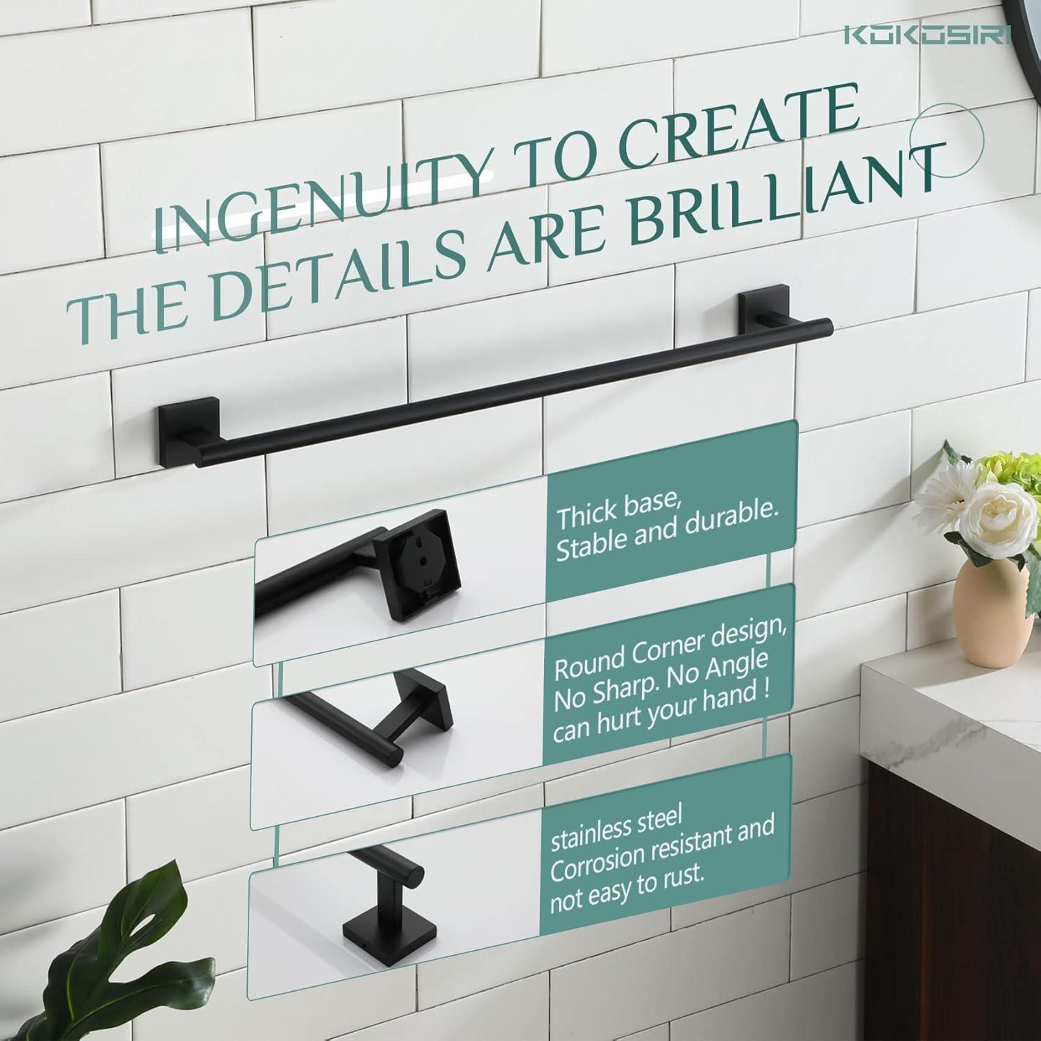 24" Bathroom Towel Bar Wall Mounted