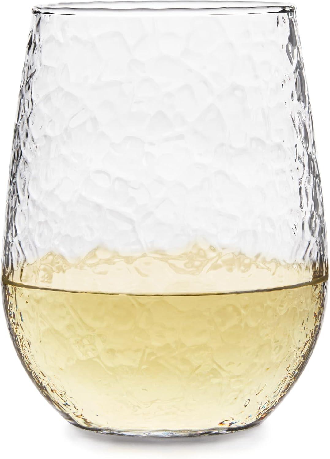 Hammered Libbey Stemless All-Purpose Wine Glasses