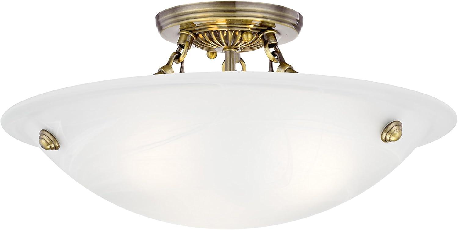 Livex Lighting Oasis 3 - Light Flush Mount in  Antique Brass