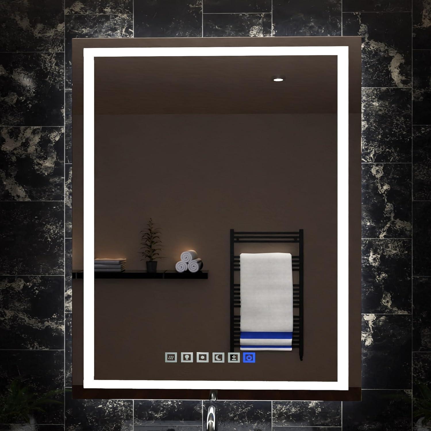 48" x 36" Frameless LED Bathroom Mirror with Anti-Fog