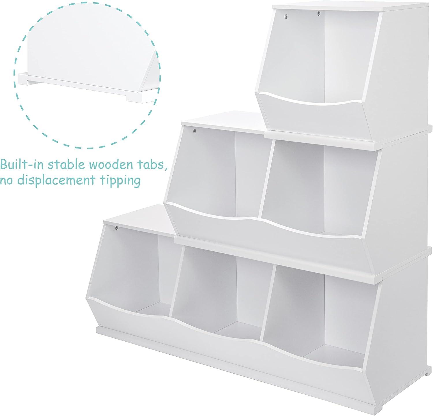 UTEX Toy Storage Organizer,Stackable Kids Toy Storage Cubby,Toy Boxes and Storage for Playroom,Bedroom,Nursery School,White