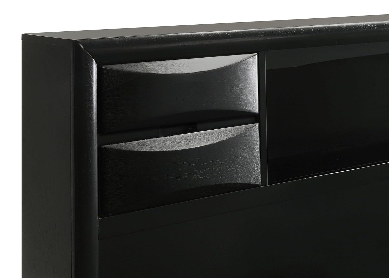 Briana Storage Bedroom Set with Bookcase Headboard Black