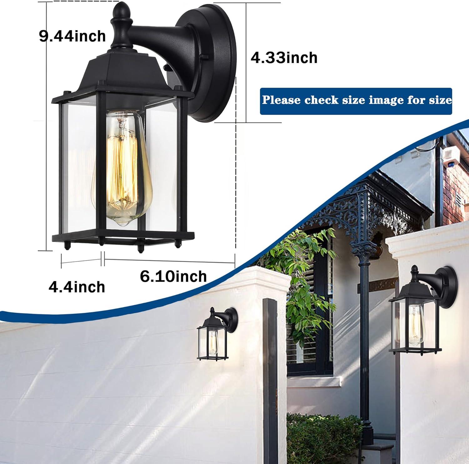 Outdoor Lights Fixtures Wall Sconce 2 Pack Black Porch Lights Outdoor Wall Lantern Decor Aluminum Anti-Rust Exterior Waterproof Outdoor Lights for House Patio Garage Front Door Entryway