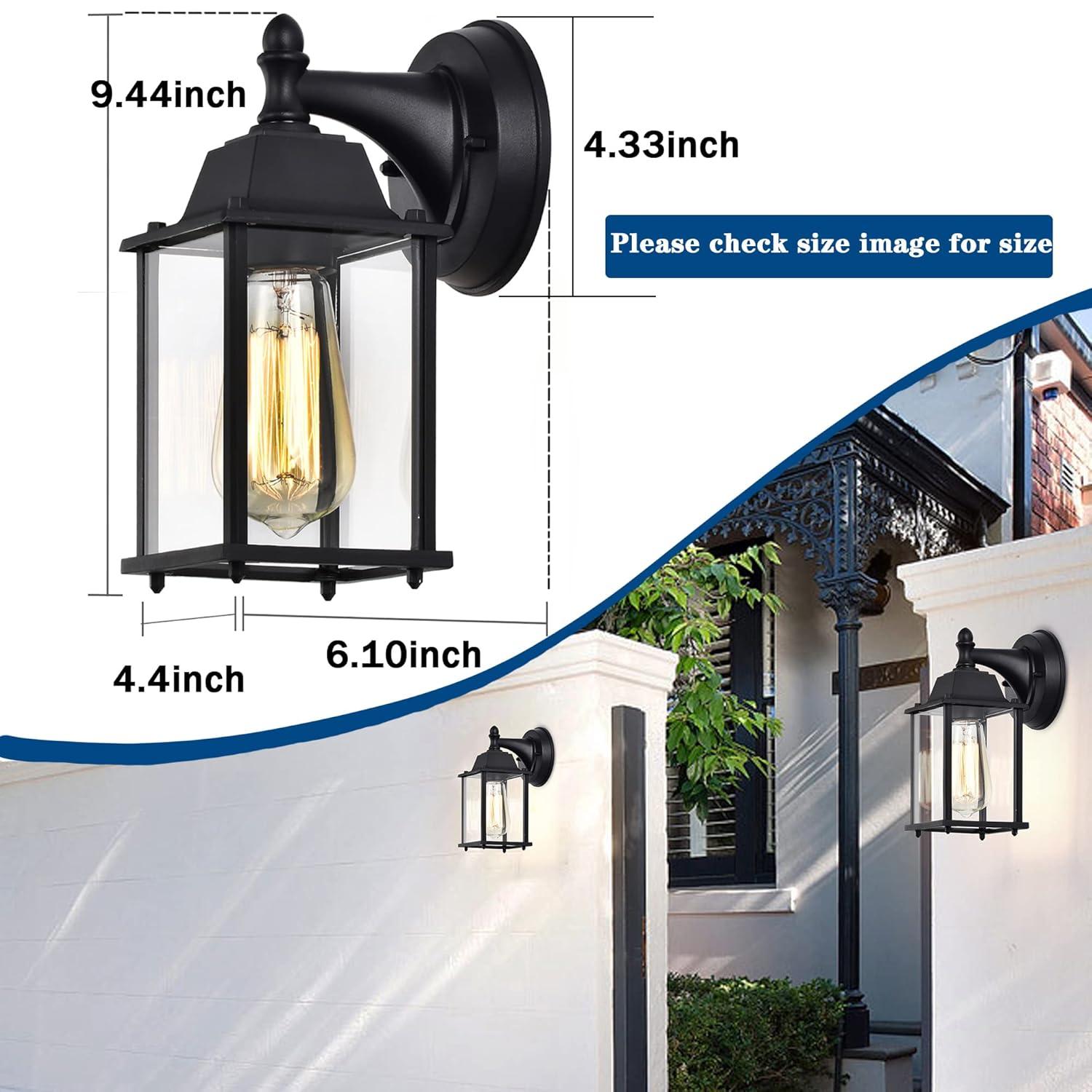 Outdoor Lights Fixtures Wall Sconce 2 Pack Black Porch Lights Outdoor Wall Lantern Decor Aluminum Anti-Rust Exterior Waterproof Outdoor Lights for House Patio Garage Front Door Entryway