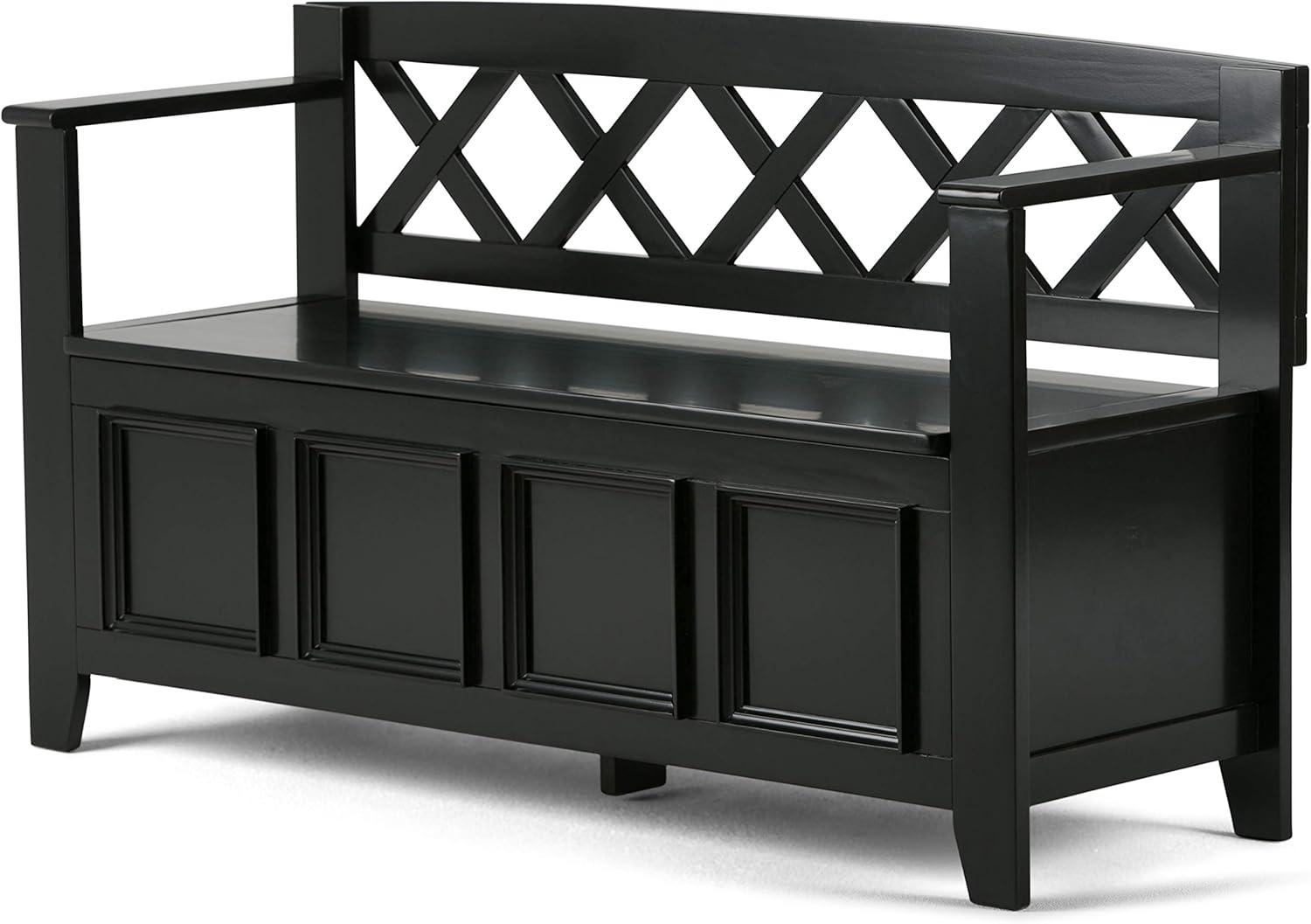 Simpli Home Amherst 48"W Solid Wood Entryway Storage Bench with Lift-Top Lid and Dual Compartments
