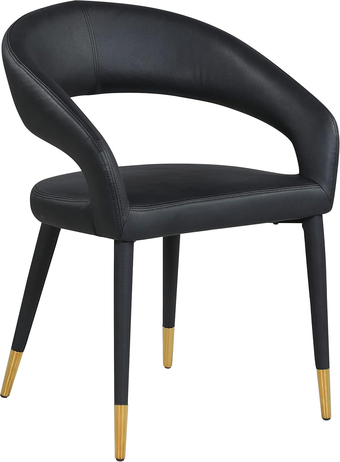 Destiny 23" Black Faux Leather Upholstered Arm Chair with Gold Accents