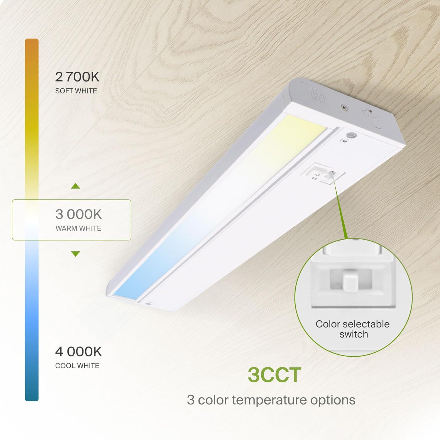 ASD Swivel LED Under Cabinet Lighting, 18 Inch 8W, Hardwired or Plug-in, 2700K/3000K/4000K, Hi/Low Switch, Rotatable Lens, Dimmable Linkable Under Counter Light for Kitchen, ETL & Energy Star