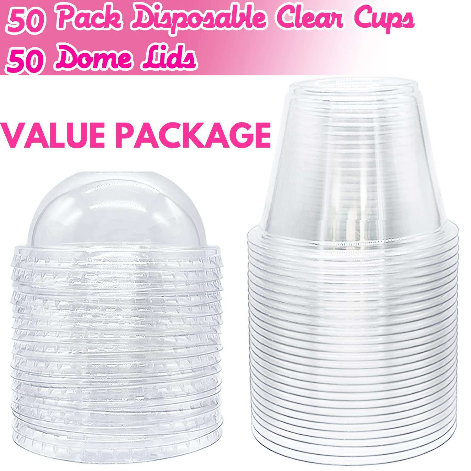 Clear Plastic Cups with Lids,6 oz-50 Pack Mini Parfait Cups with Dome Lids(No Hole),Disposable Party Dessert Cups for Cold Drinks,Fruit,Cupcake,Ice Cream,Snack,Candy
