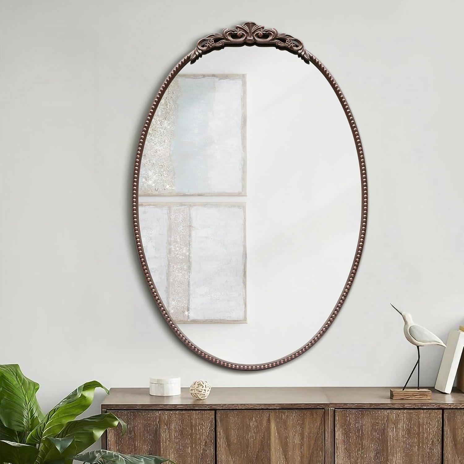Micasso Black Vintage Wall Mirror, 24x36 Inches Black Decorative Mounted Traditional Arched Mirror for Bathroom Bedroom Living Room, Entryway, Home Wall Decor