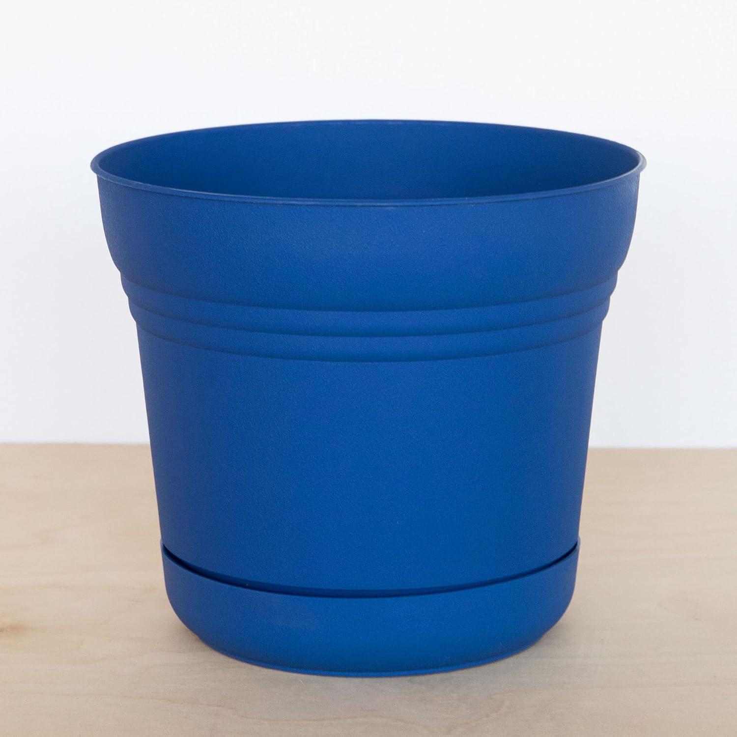 Bloem Saturn 12 in. D Plastic Planter Blue