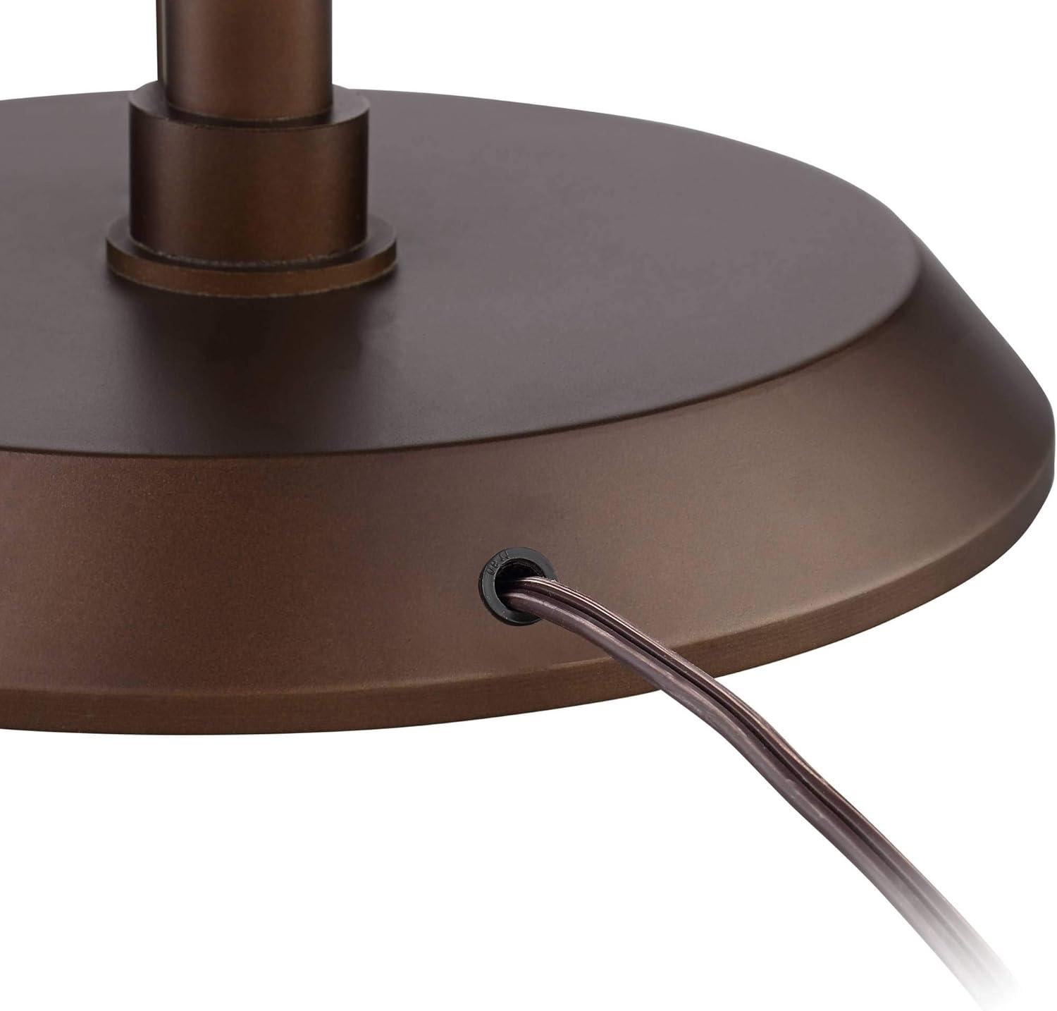 Possini Euro Design Traverse Modern Floor Lamp with LED Gooseneck Reading Light 64" Tall Oil Rubbed Bronze Oatmeal Drum Shade for Living Room Bedroom