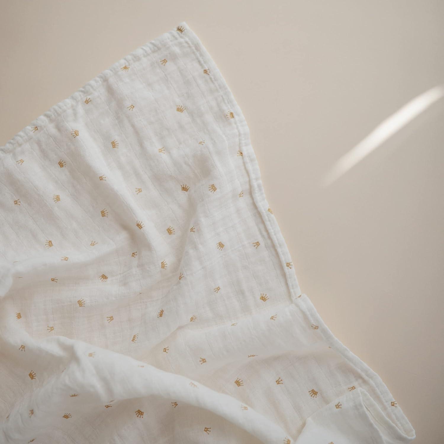 Organic Cotton Muslin Swaddle Blanket Crowns One Size