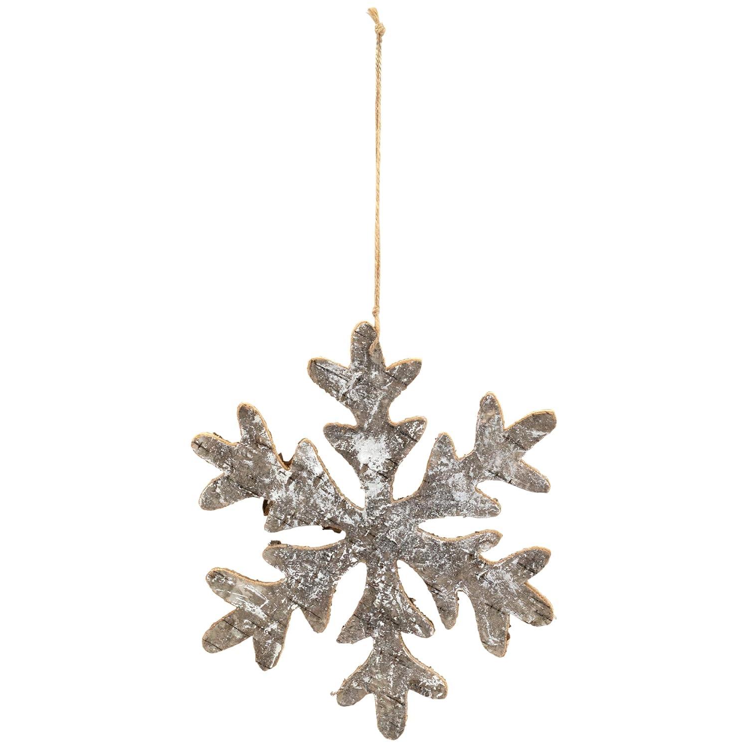 Northlight Wooden Snowflake Christmas Ornament - 10" - Silver and Gold