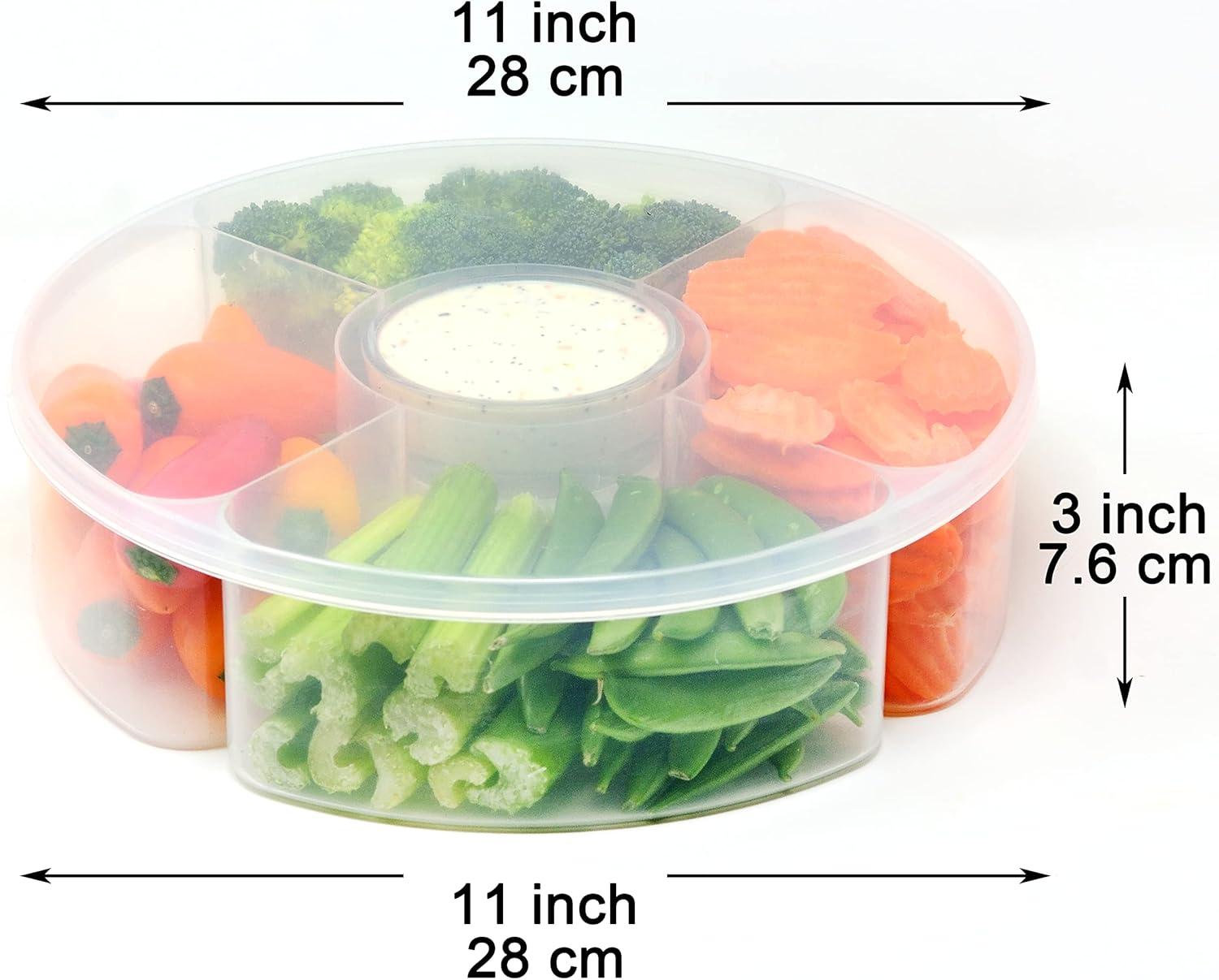 Youngever Plastic Food Platter, 5 Compartment Food Serving Container, Candy and Nut Serving Container, Appetizer Serving Tray with Lid