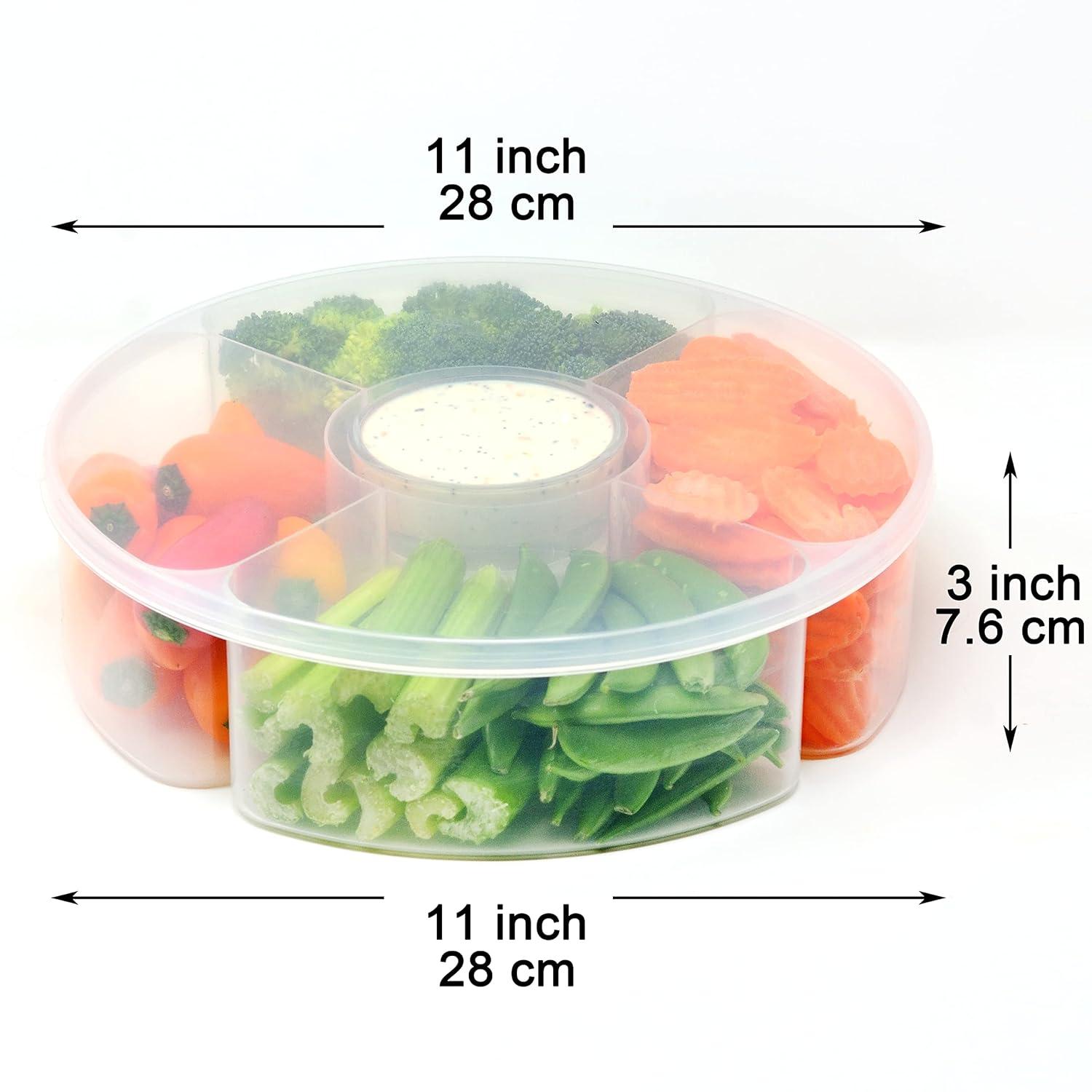 Youngever Plastic Food Platter, 5 Compartment Food Serving Container, Candy and Nut Serving Container, Appetizer Serving Tray with Lid