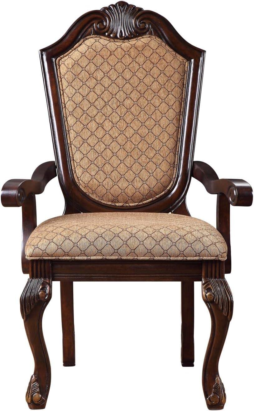 Espresso Floral Wood 29" Accent Dining Chair with Arm Rest