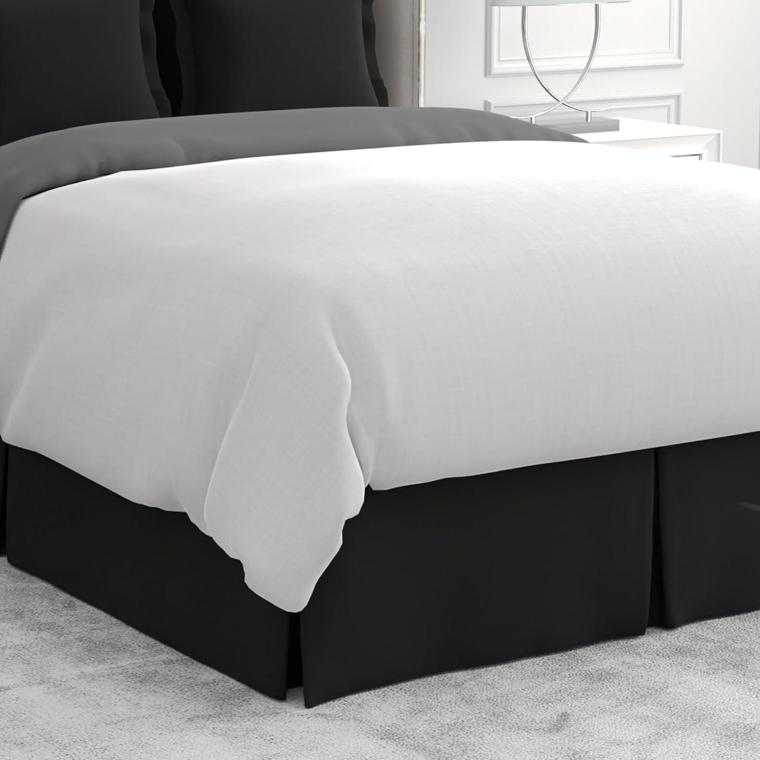 Bed Maker's Wrap-Around Hassle Free, Never Lift Your Mattress Tailored Bed Skirt, 14" Drop Length, Full, Black