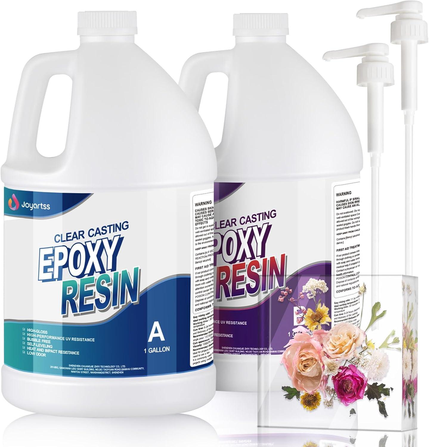 INCLY 1 Gallon Crystal Clear Epoxy Resin Kit, Bubbles Free Epoxy Resin Supplies, Casting & Coating Resin Epoxy for Craft Tabletop, Art Painting, Molds, with 24 Mica Powder, Large Silicone Cup & Stick