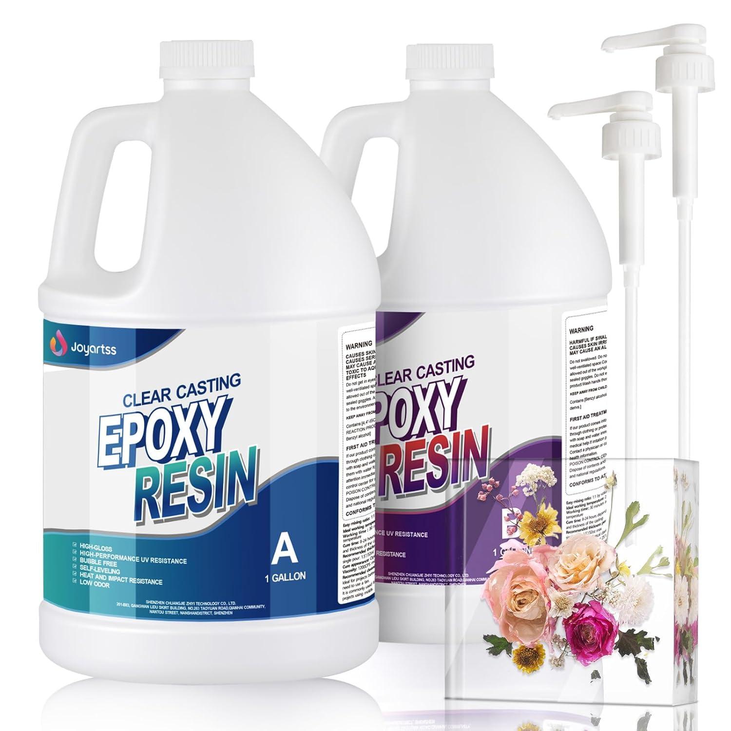 INCLY 1 Gallon Crystal Clear Epoxy Resin Kit, Bubbles Free Epoxy Resin Supplies, Casting & Coating Resin Epoxy for Craft Tabletop, Art Painting, Molds, with 24 Mica Powder, Large Silicone Cup & Stick