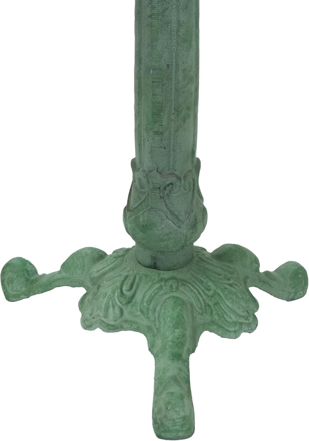 Autumnal Leaf Freestanding Cast Aluminum Outdoor Bird Bath - Green Patina