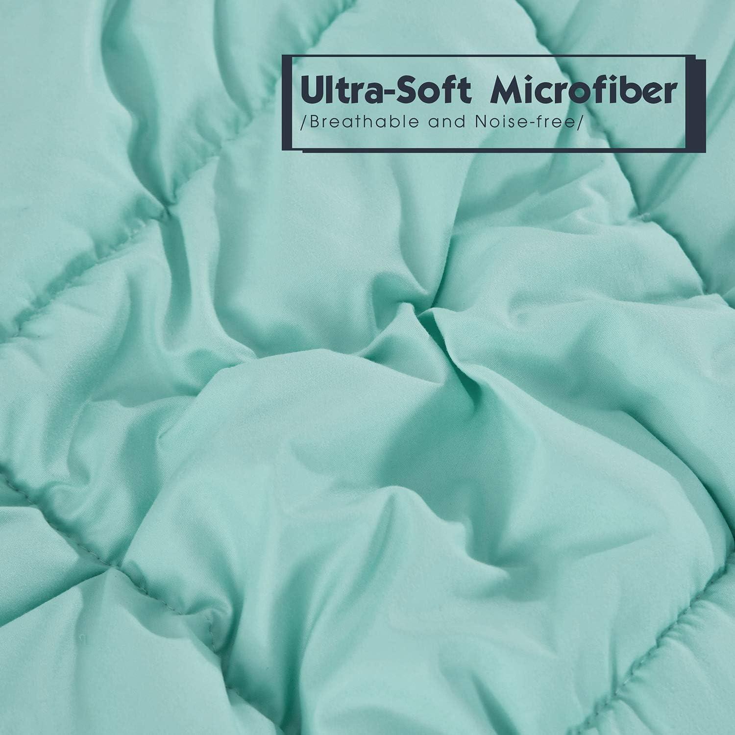 Aqua Blue Reversible Microfiber Full/Queen Duvet Set