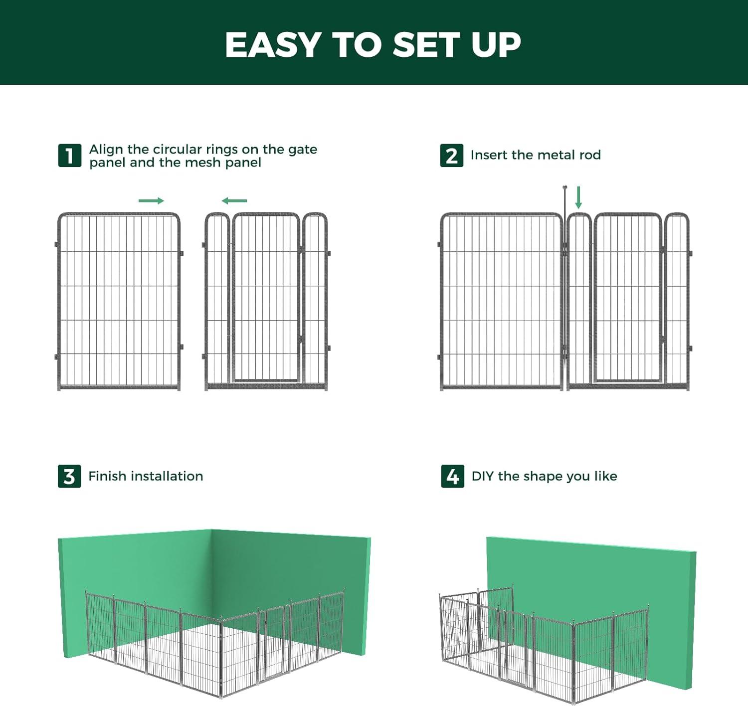 Silver Metal 8-Panel Outdoor Dog Playpen